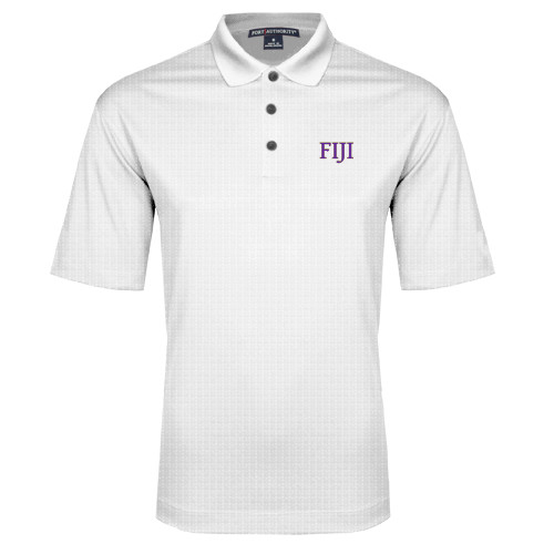 White Performance Fine Jacquard Polo-FIJI Two Color