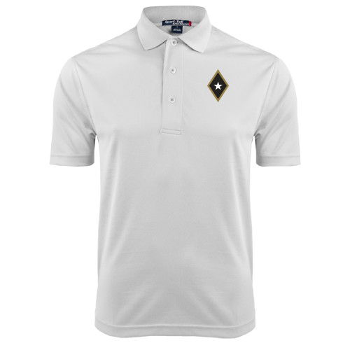 White Dry Mesh Polo-Diamond and Star