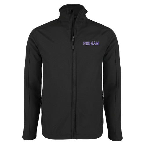 Black Softshell Jacket-Phi Gam Two Color