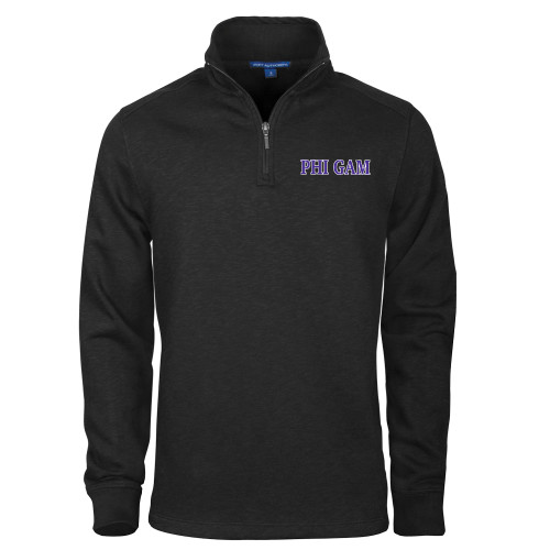 Black Slub Fleece 1/4 Zip Pullover-Phi Gam Two Color