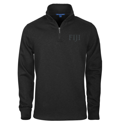 Black Slub Fleece 1/4 Zip Pullover-FIJI