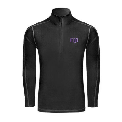 Sport Tek Black Sport Wick Stretch 1/2 Zip Pullover-FIJI Two Color