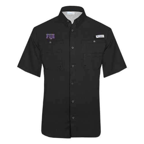 Columbia Black Tamiami Performance Short Sleeve Shirt-FIJI Two Color