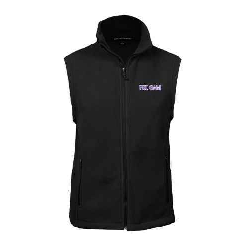 Black Fleece Full Zip Vest-Phi Gam Two Color