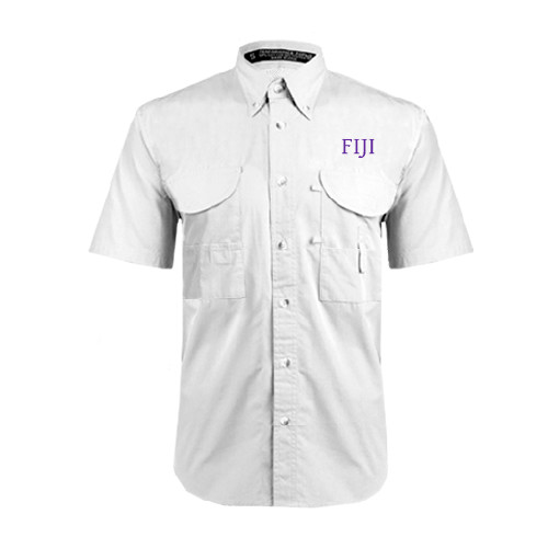 White Fishing Shirt Performance Short Sleeve-FIJI