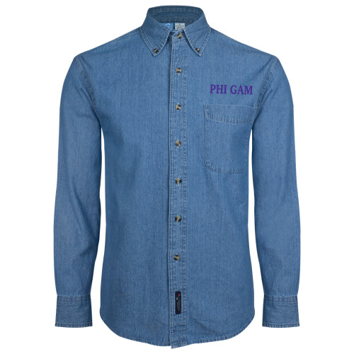 Denim Shirt Long Sleeve-Phi Gam