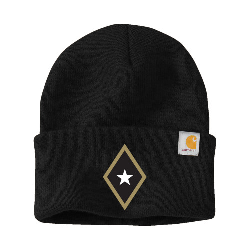 Carhartt Black Knit Beanie w/Cuff-Diamond and Star