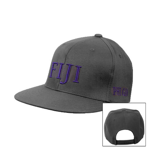  Charcoal Flat Bill Snapback Hat - FIJI