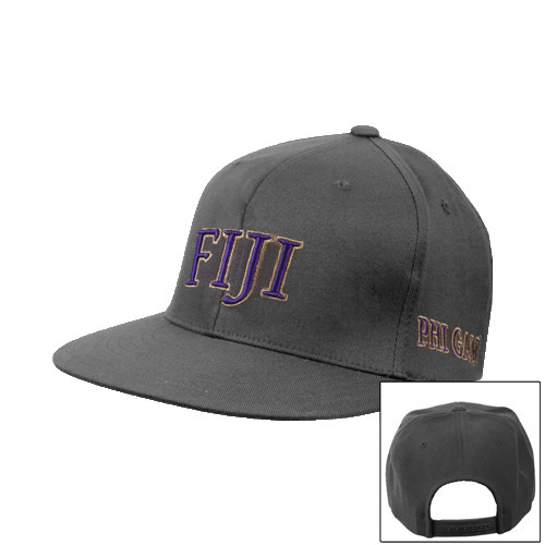 Charcoal Flat Bill Snapback Hat - FIJI Two Color
