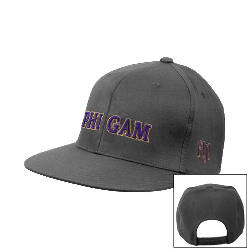  Charcoal Flat Bill Snapback Hat - Phi Gam Two Color