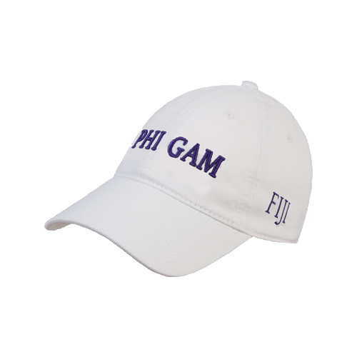 White Unstructured Adjustable Low Profile Hat-Phi Gam