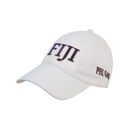 White Unstructured Adjustable Low Profile Hat-FIJI Two Color