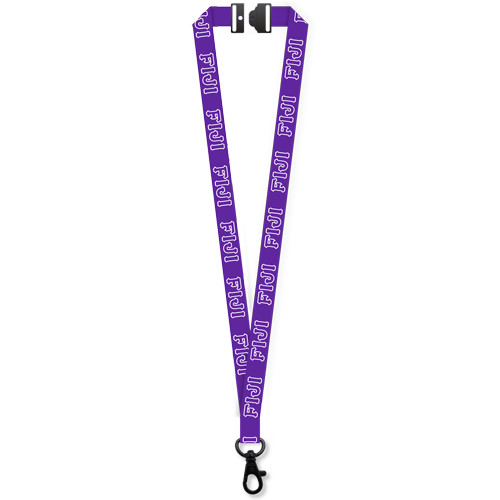  3/4 Inch Smooth Polyester Sublimated Lanyard w/Black Lobster Claw and Breakaway - Greek Letters