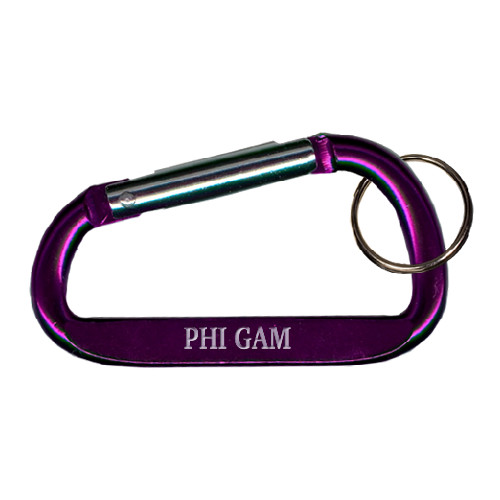  Purple Carabiner with Split Ring - Phi Gam Engraved