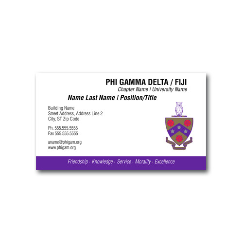  Phi Gam Chapter Business Cards