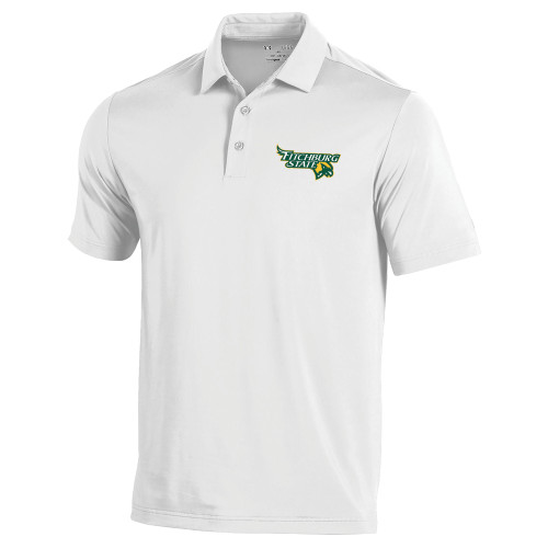 Under Armour White T2 Performance Polo - Fitchburg State Falcons Head