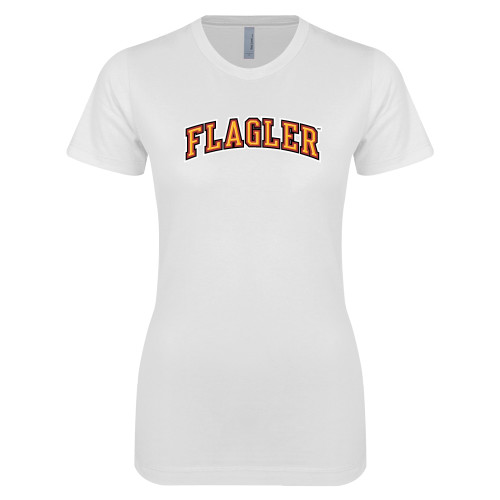  Next Level Womens White Boyfriend Tee - Flagler Arched