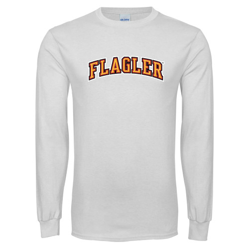  White Long Sleeve T Shirt - Flagler Arched