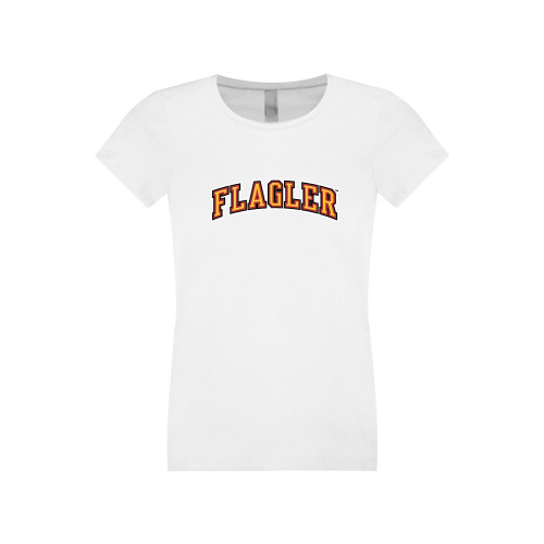  Next Level Girls White Fashion Fit T Shirt - Flagler Arched