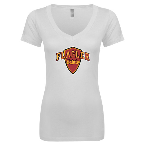  Next Level Womens White Ideal V Tee - Primary Mark