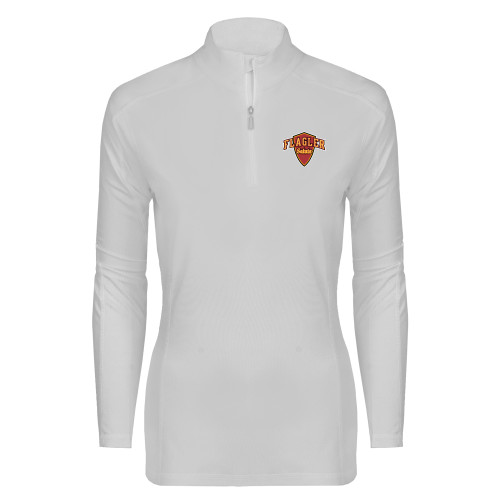  Syntrel Womens White Interlock 1/4 Zip - Primary Mark