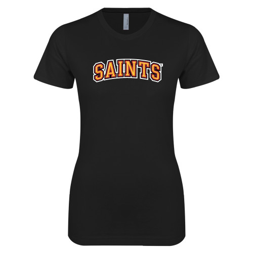  Next Level Womens Black Boyfriend Tee - Saints Arched