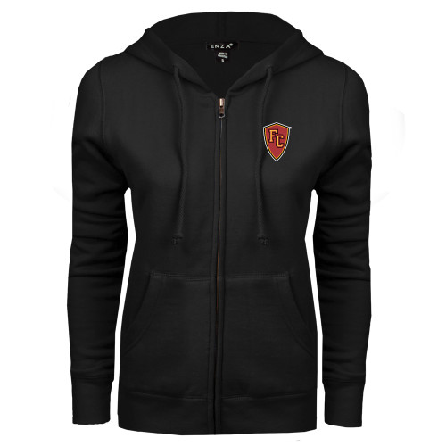  ENZA Womens Black Fleece Full Zip Hoodie - Secondary Mark
