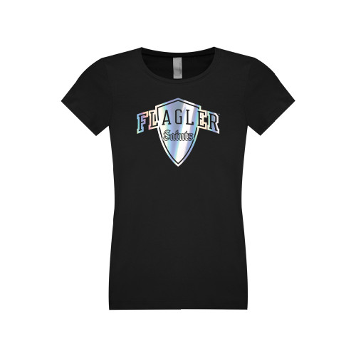  Next Level Girls Black Fashion Fit T Shirt - Primary Mark Foil