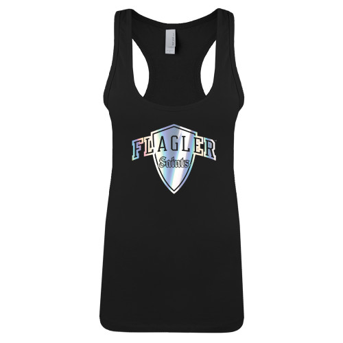  Next Level Womens Black Racerback Tank  - Primary Mark Foil