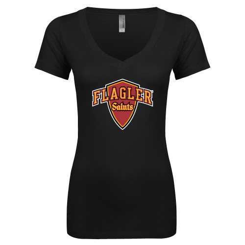  Next Level Womens Black Ideal V Tee - Primary Mark