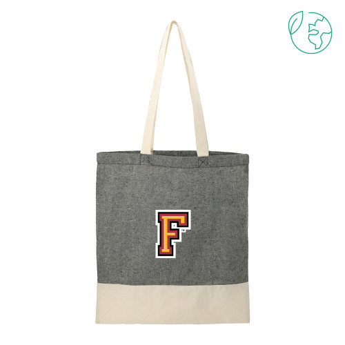  Split Recycled Black Cotton Twill Convention Tote - Letter F Logo
