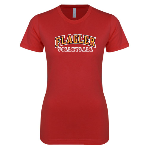  Next Level Womens Red Boyfriend Tee - Volleyball