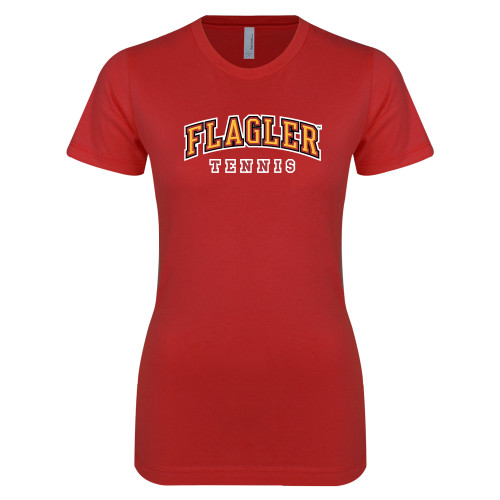 Next Level Womens Red Boyfriend Tee - Tennis