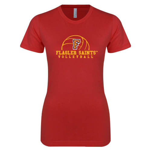  Next Level Womens Red Boyfriend Tee - Volleyball Design