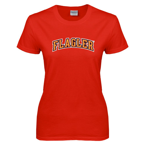  Womens Short Sleeve Red Tee - Flagler Arched