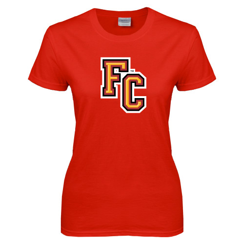  Womens Short Sleeve Red Tee - FC Logo