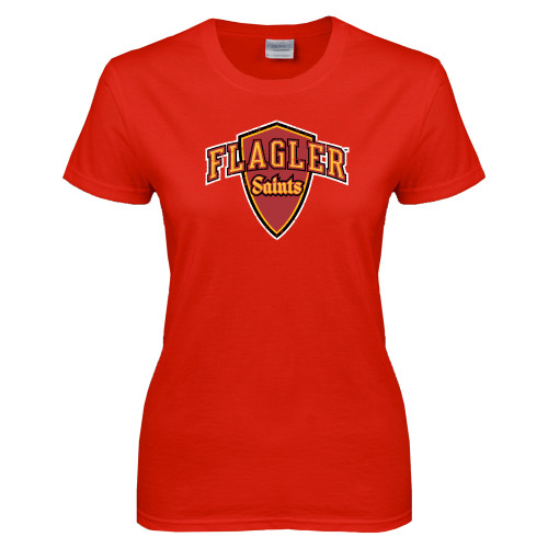  Womens Short Sleeve Red Tee - Primary Mark Distressed