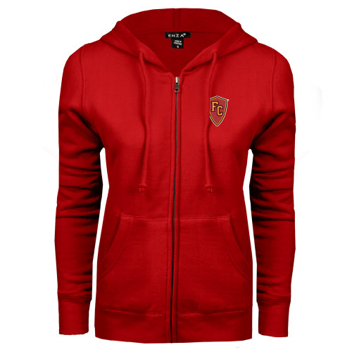  ENZA Womens Red Fleece Full Zip Hoodie - Secondary Mark