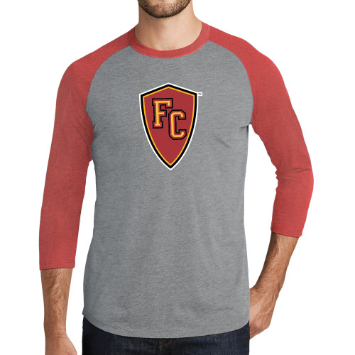  Grey/Red Heather Triblend Baseball Raglan Tee - Secondary Mark