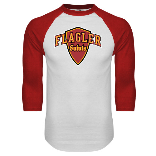  White/Red Raglan Baseball T Shirt - Primary Mark