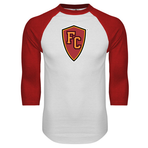  White/Red Raglan Baseball T Shirt - Secondary Mark