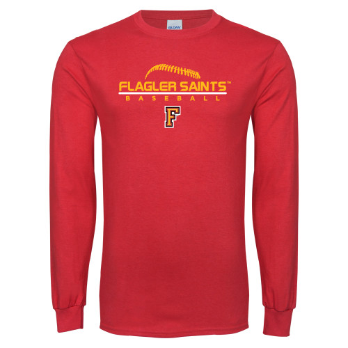  Red Long Sleeve T Shirt - Baseball Design