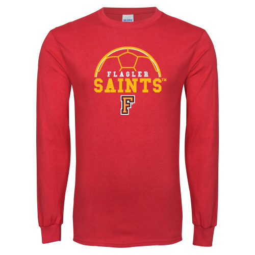  Red Long Sleeve T Shirt - Soccer Design