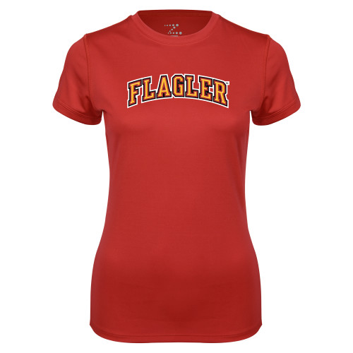  Womens Red Performance Tee - Flagler Arched