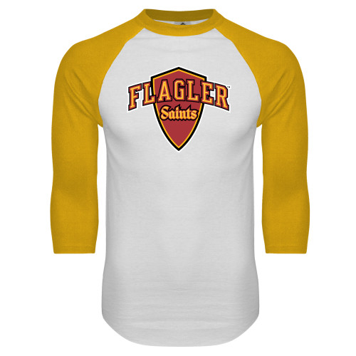  White/Gold Raglan Baseball T Shirt - Primary Mark
