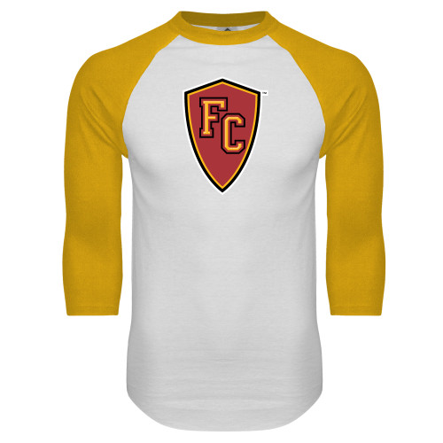  White/Gold Raglan Baseball T Shirt - Secondary Mark