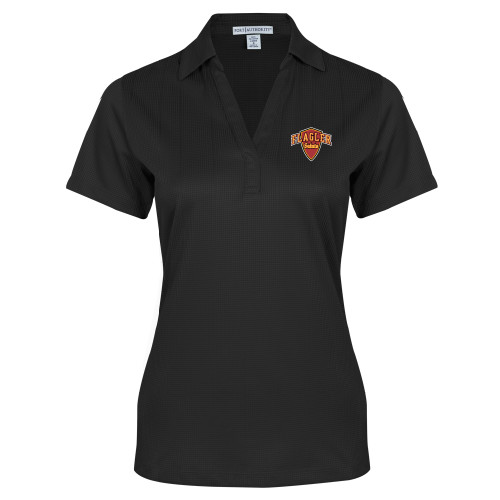  Womens Black Performance Fine Jacquard Polo - Primary Mark