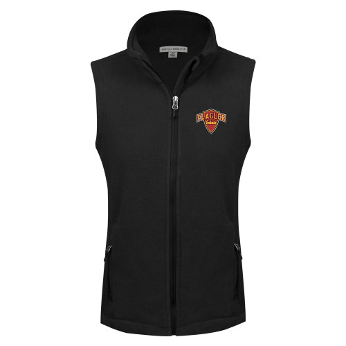  Womens Black Fleece Full Zip Vest - Primary Mark