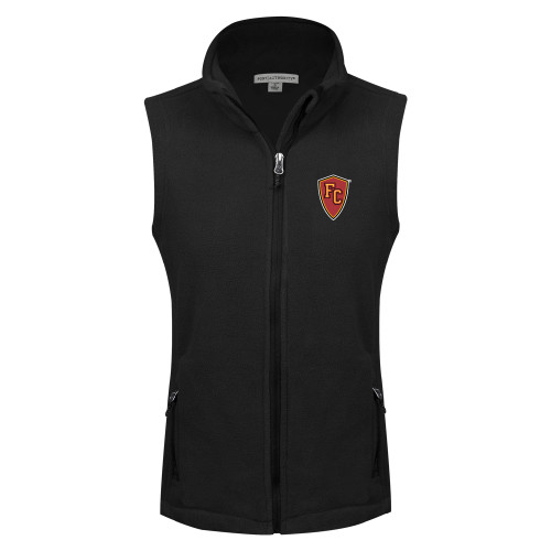  Womens Black Fleece Full Zip Vest - Secondary Mark