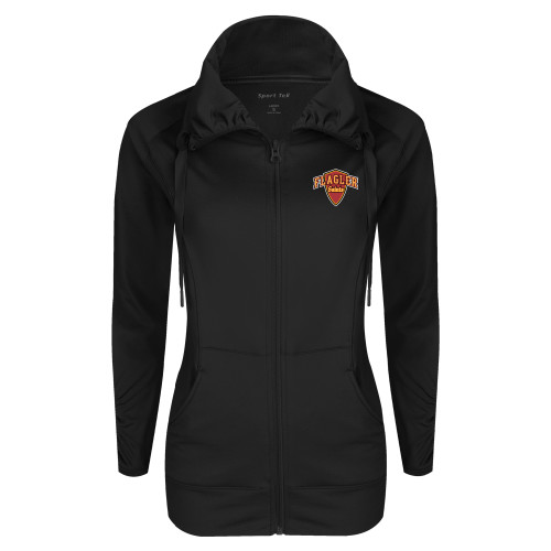  Womens Black Sport Wick Stretch Full Zip Jacket - Primary Mark